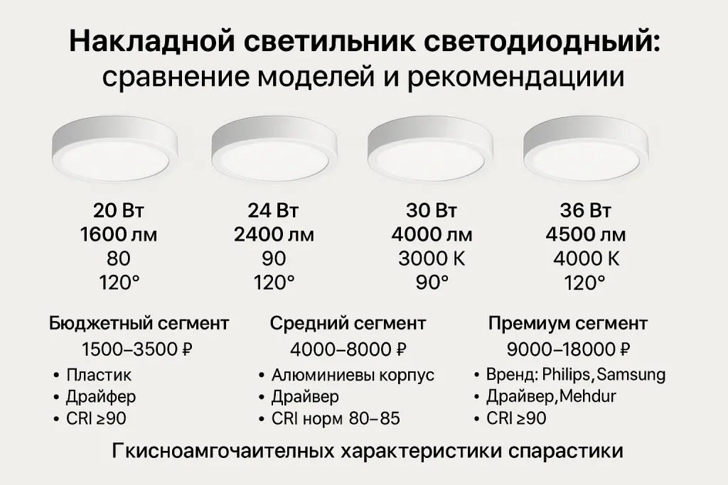 Какой потолочный LED светильник накладного типа выбрать: сравнение моделей и рекомендации